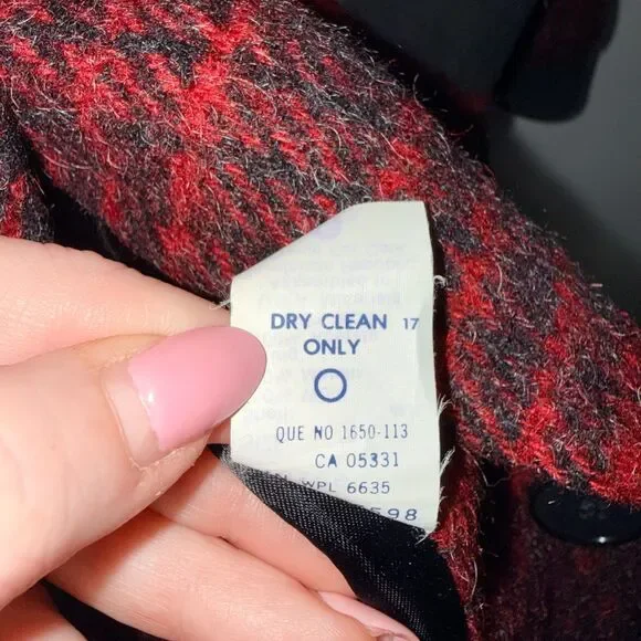 Vintage Woolrich Wool/Mohair Houndstooth Plaid Coat - Red/Black M - Picture 7 of 8